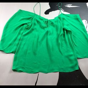 Artelier Nicole Miller Green Blouse Cold Shoulder